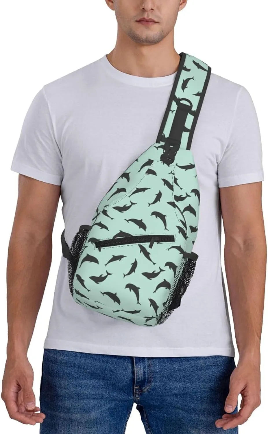 Cute Dolphin Crossbody Bag Cute Shoulder Bag Backpack Cute Dolphin Sling Bag Chest Casual Daypack Bag