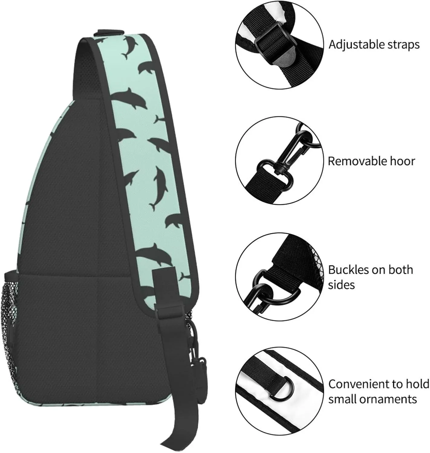 Cute Dolphin Crossbody Bag Cute Shoulder Bag Backpack Cute Dolphin Sling Bag Chest Casual Daypack Bag