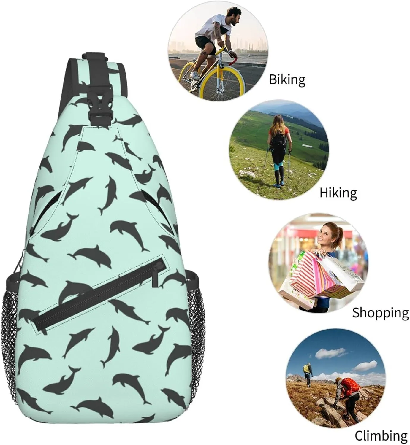 Cute Dolphin Crossbody Bag Cute Shoulder Bag Backpack Cute Dolphin Sling Bag Chest Casual Daypack Bag