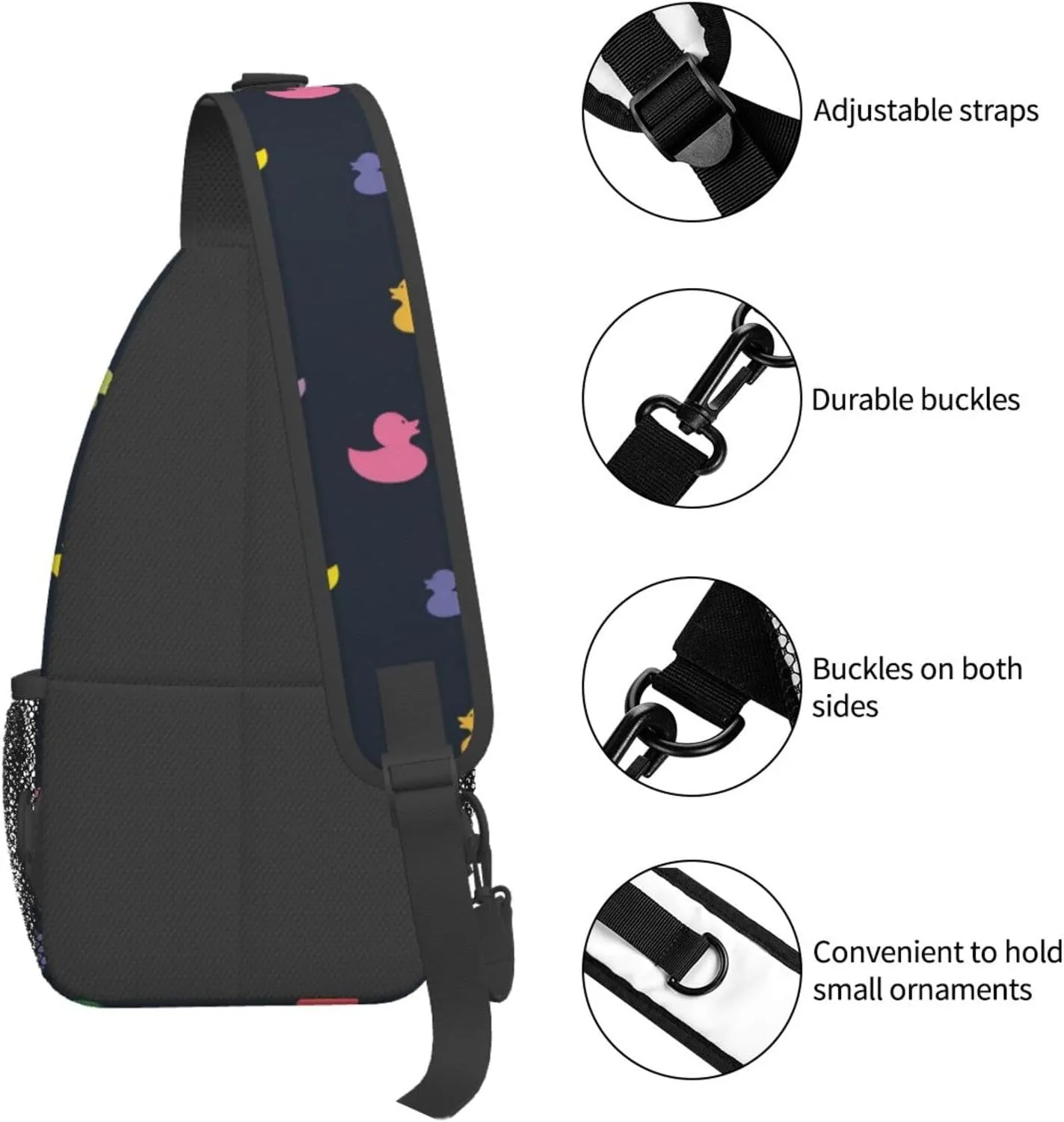 Cute Duck Print Sling Backpack Travel Hiking Daypack Cute Duck Crossbody Casual Shoulder Bag