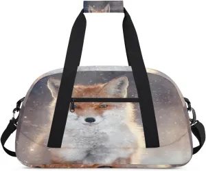 Cute Fox Gym Duffel Bag for Men Women Fox Sports Tote Bag with Adjustable Shoulder Strap for Dance Gymnastics Traveling Outdoor Camping Overnight Stay