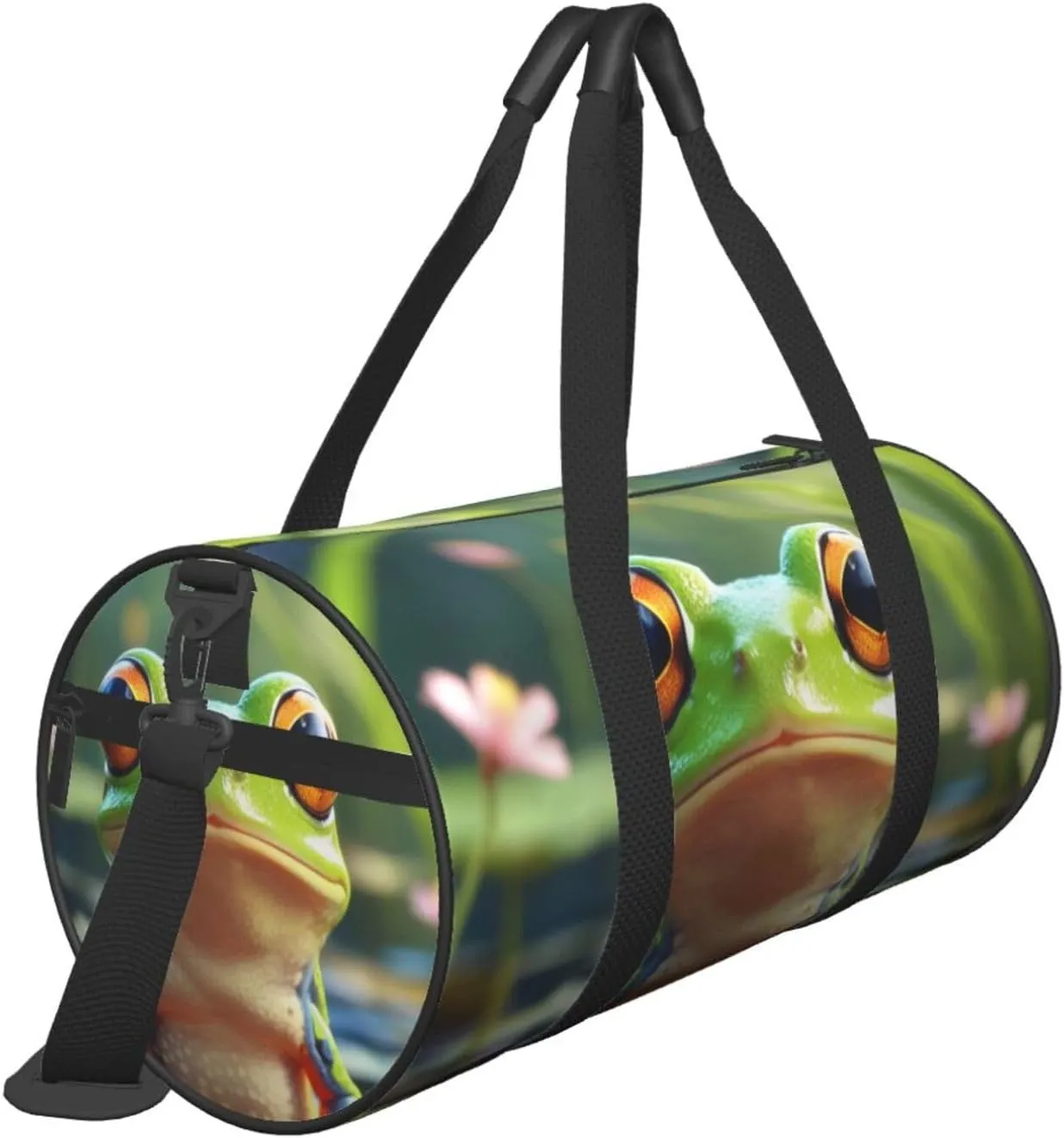 Cute Frog Printed Travel Bag,Round Personal Item Storage bag,Foldie Duffel Bag for Traveling Vacation,Fitness,Sports