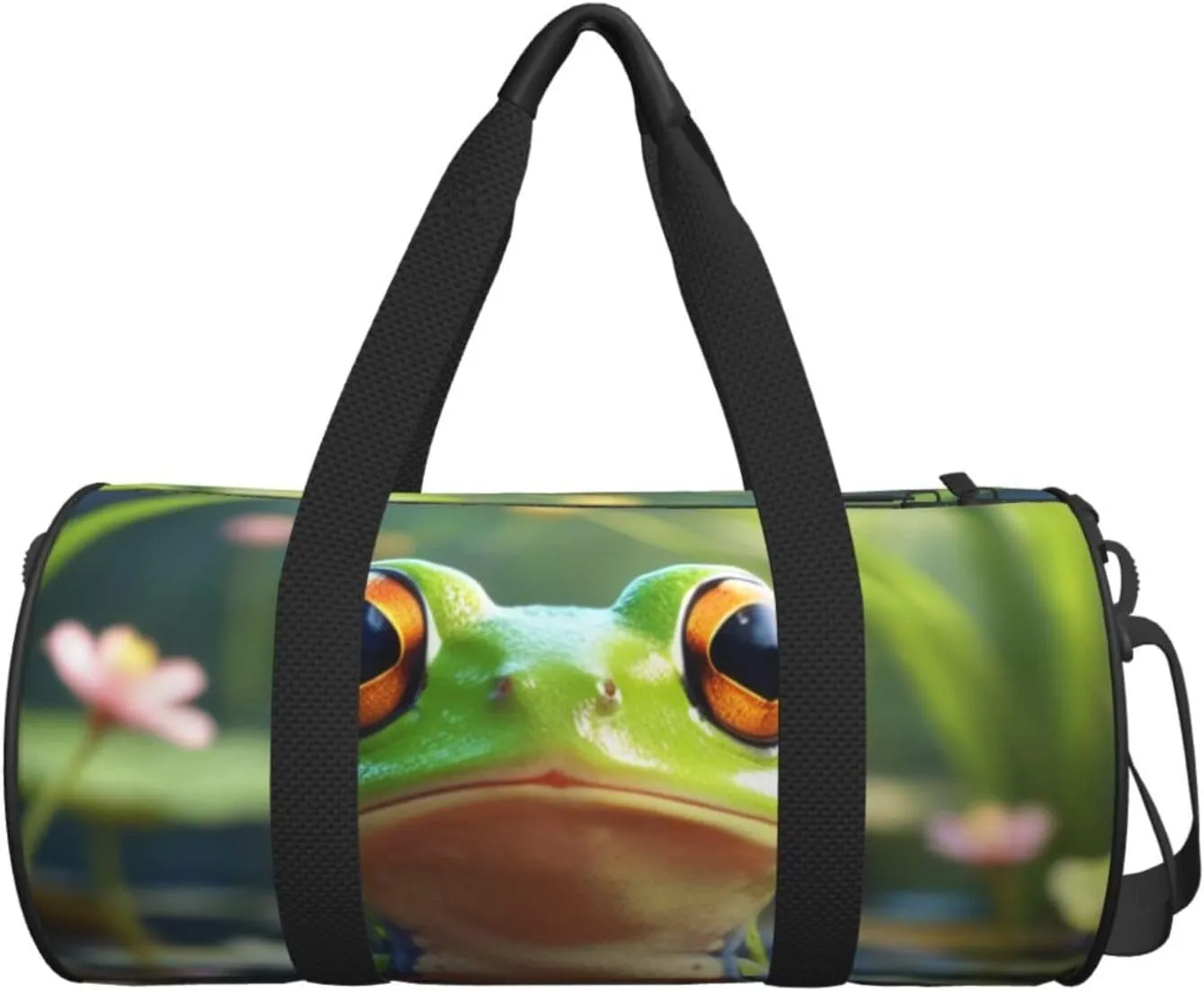Cute Frog Printed Travel Bag,Round Personal Item Storage bag,Foldie Duffel Bag for Traveling Vacation,Fitness,Sports