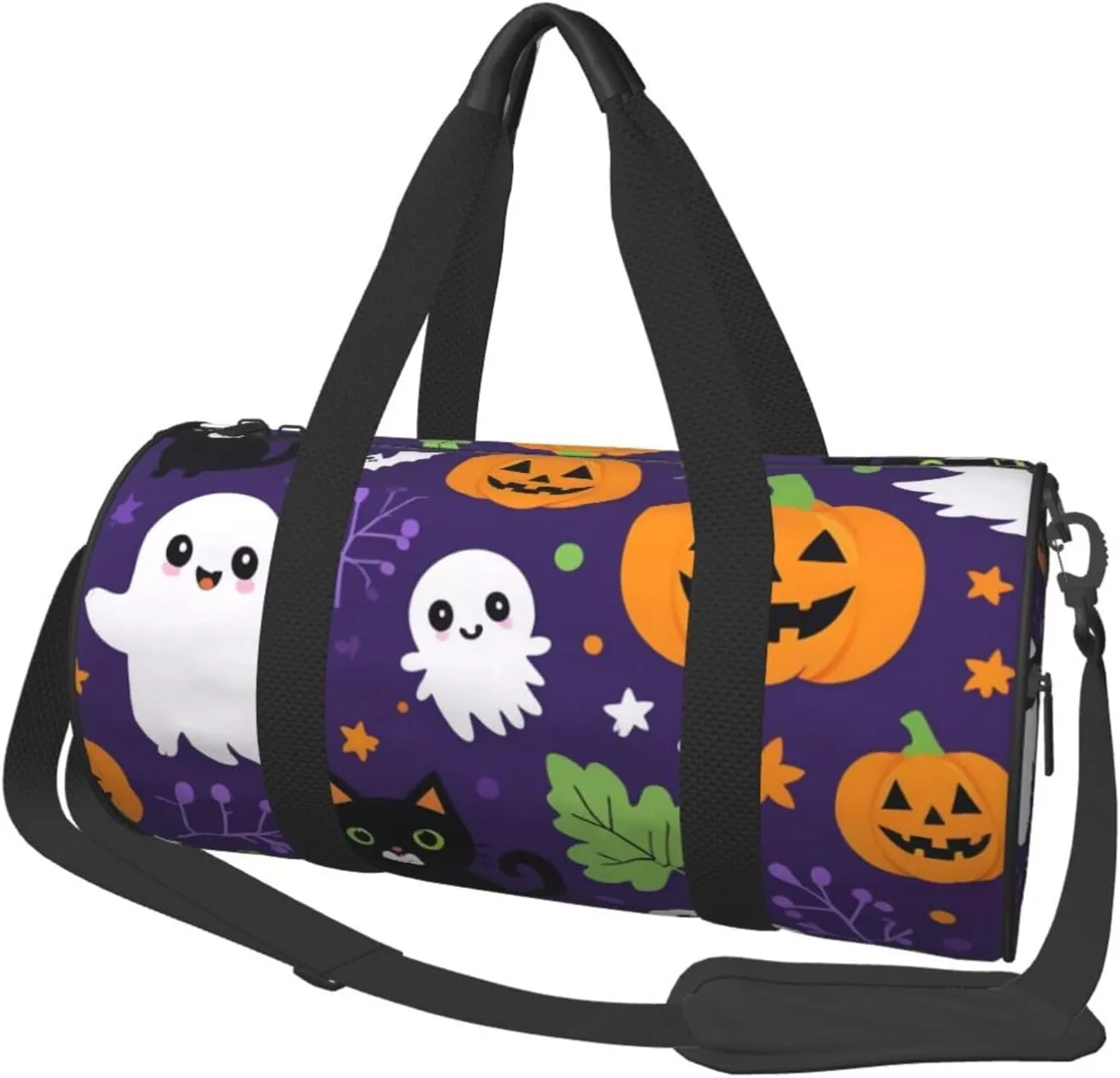 Cute Halloween Pattern Printed Travel Bag,Round Personal Item Storage bag,Foldie Duffel Bag for Traveling Vacation,Fitness,Sports