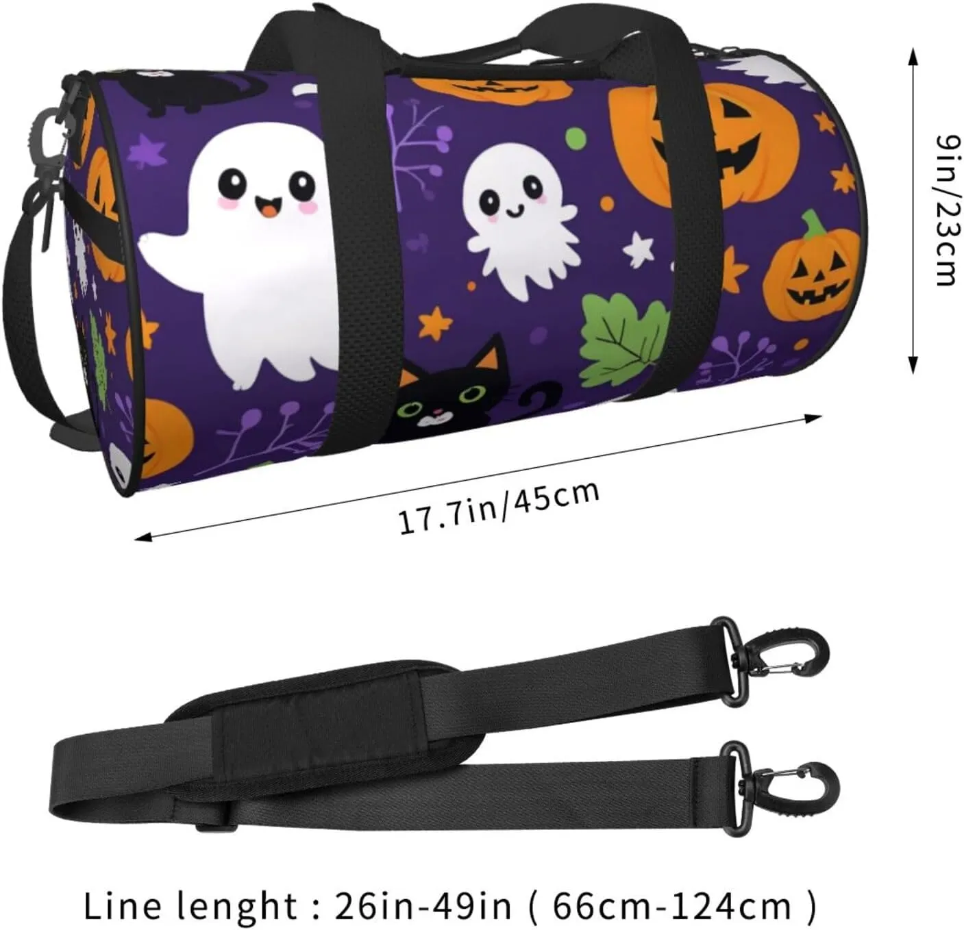 Cute Halloween Pattern Printed Travel Bag,Round Personal Item Storage bag,Foldie Duffel Bag for Traveling Vacation,Fitness,Sports