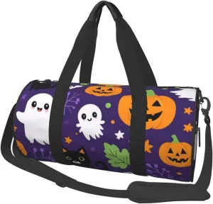Cute Halloween Pattern Printed Travel Bag,Round Personal Item Storage bag,Foldie Duffel Bag for Traveling Vacation,Fitness,Sports