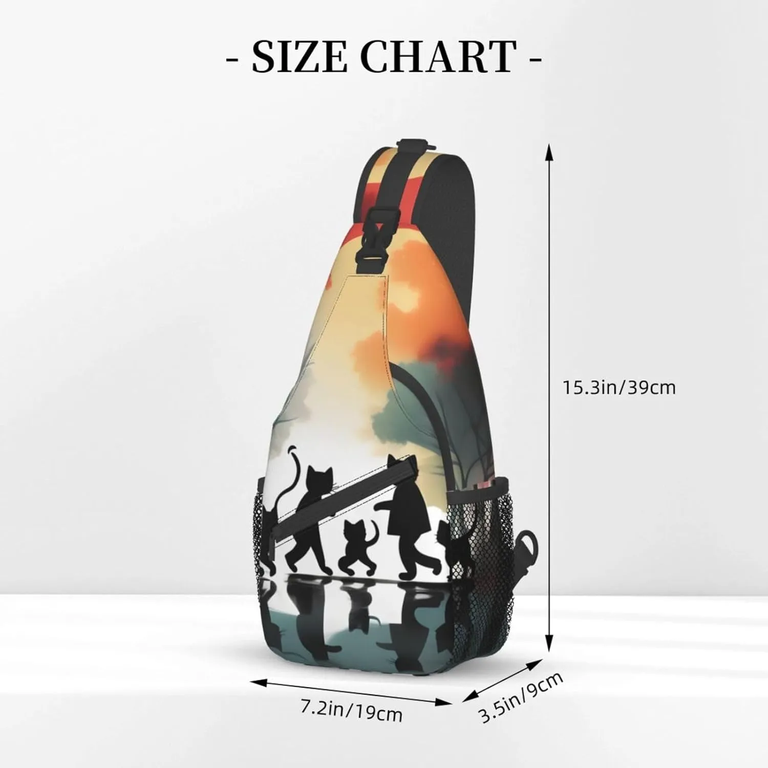 cute happy kitten Print Sling Backpack, Sling Bag, Crossbody Chest Bag Daypack, for Hiking Travel
