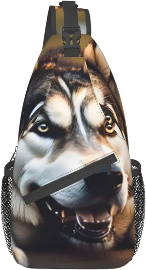 Cute Husky Unisex Casual Diagonal Chest Bag,Multipurpose Crossbody Shoulder Bag Travel Hiking Daypack