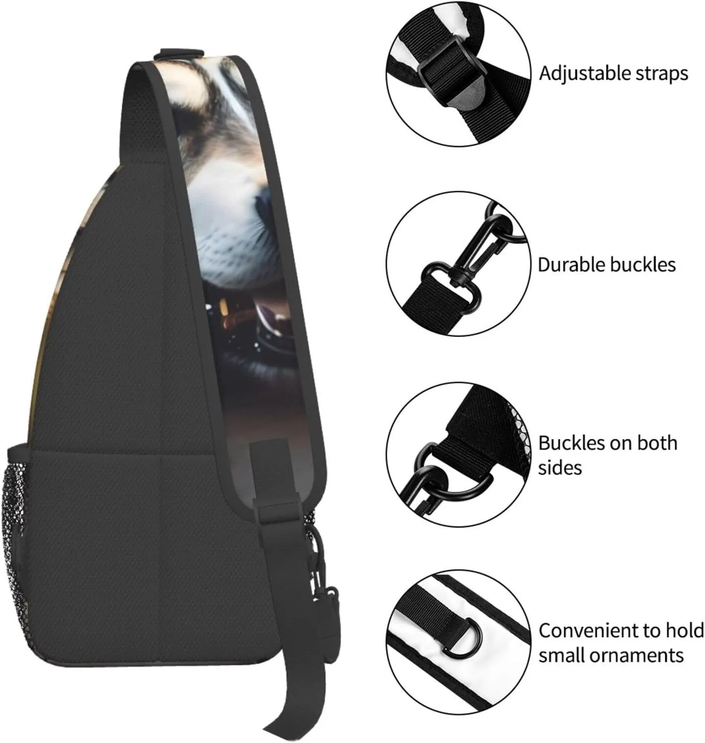 Cute Husky Unisex Casual Diagonal Chest Bag,Multipurpose Crossbody Shoulder Bag Travel Hiking Daypack