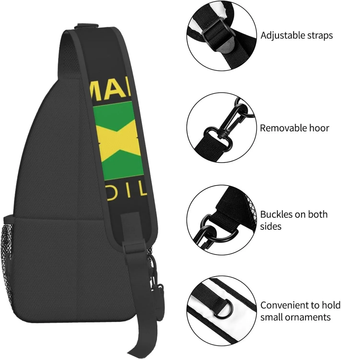 Cute Jamaica Flag Sling Backpack, Multipurpose Crossbody Shoulder Bag Jamaican Travel Hiking Daypack for Women Men