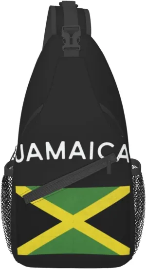 Cute Jamaica Flag Sling Backpack, Multipurpose Crossbody Shoulder Bag Jamaican Travel Hiking Daypack for Women Men