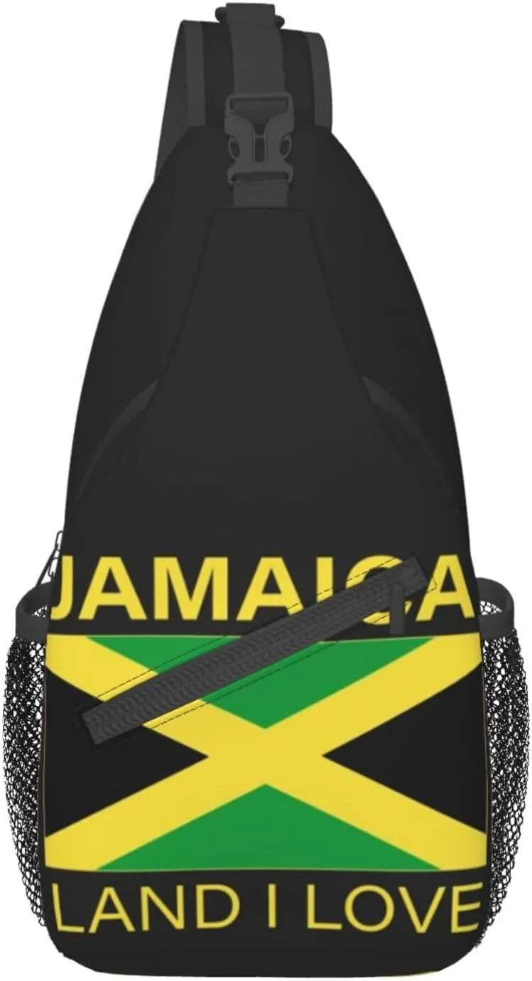 Cute Jamaica Flag Sling Backpack, Multipurpose Crossbody Shoulder Bag Jamaican Travel Hiking Daypack for Women Men