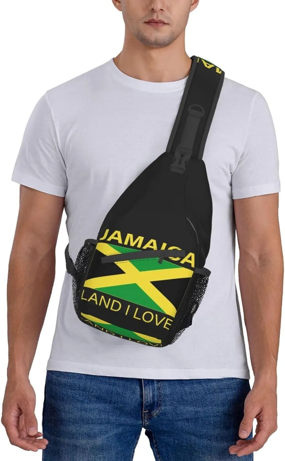 Cute Jamaica Flag Sling Backpack, Multipurpose Crossbody Shoulder Bag Jamaican Travel Hiking Daypack for Women Men