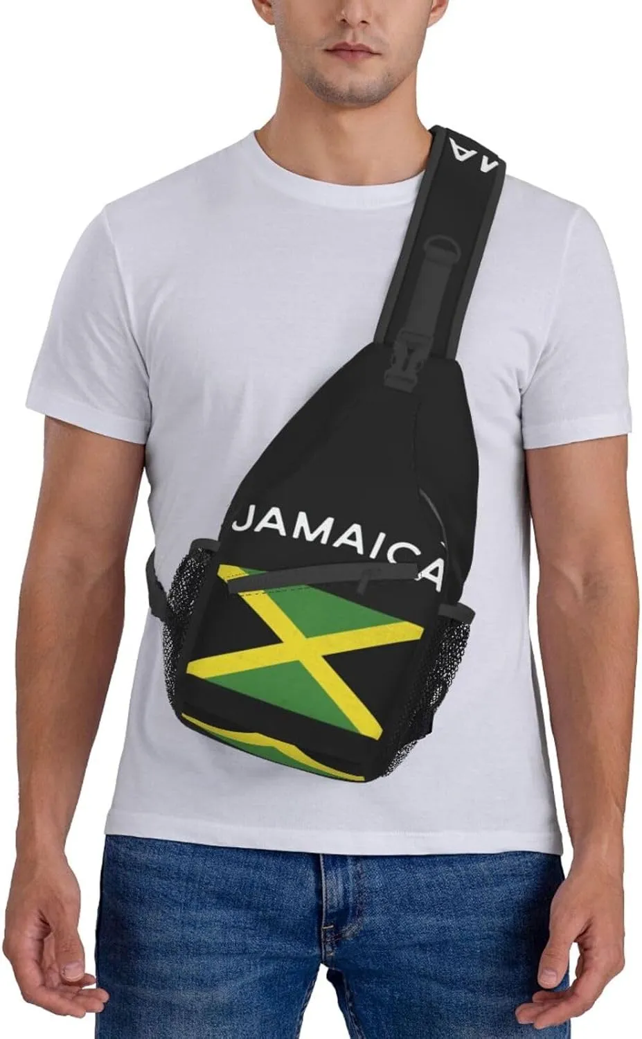 Cute Jamaica Flag Sling Backpack, Multipurpose Crossbody Shoulder Bag Jamaican Travel Hiking Daypack for Women Men