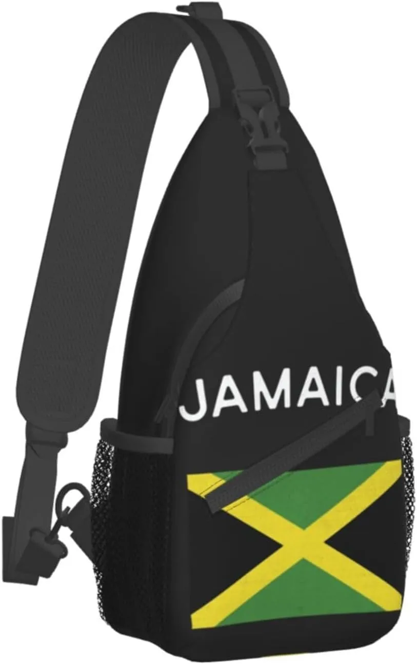 Cute Jamaica Flag Sling Backpack, Multipurpose Crossbody Shoulder Bag Jamaican Travel Hiking Daypack for Women Men