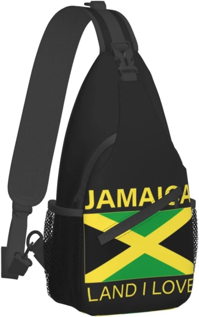 Cute Jamaica Flag Sling Backpack, Multipurpose Crossbody Shoulder Bag Jamaican Travel Hiking Daypack for Women Men