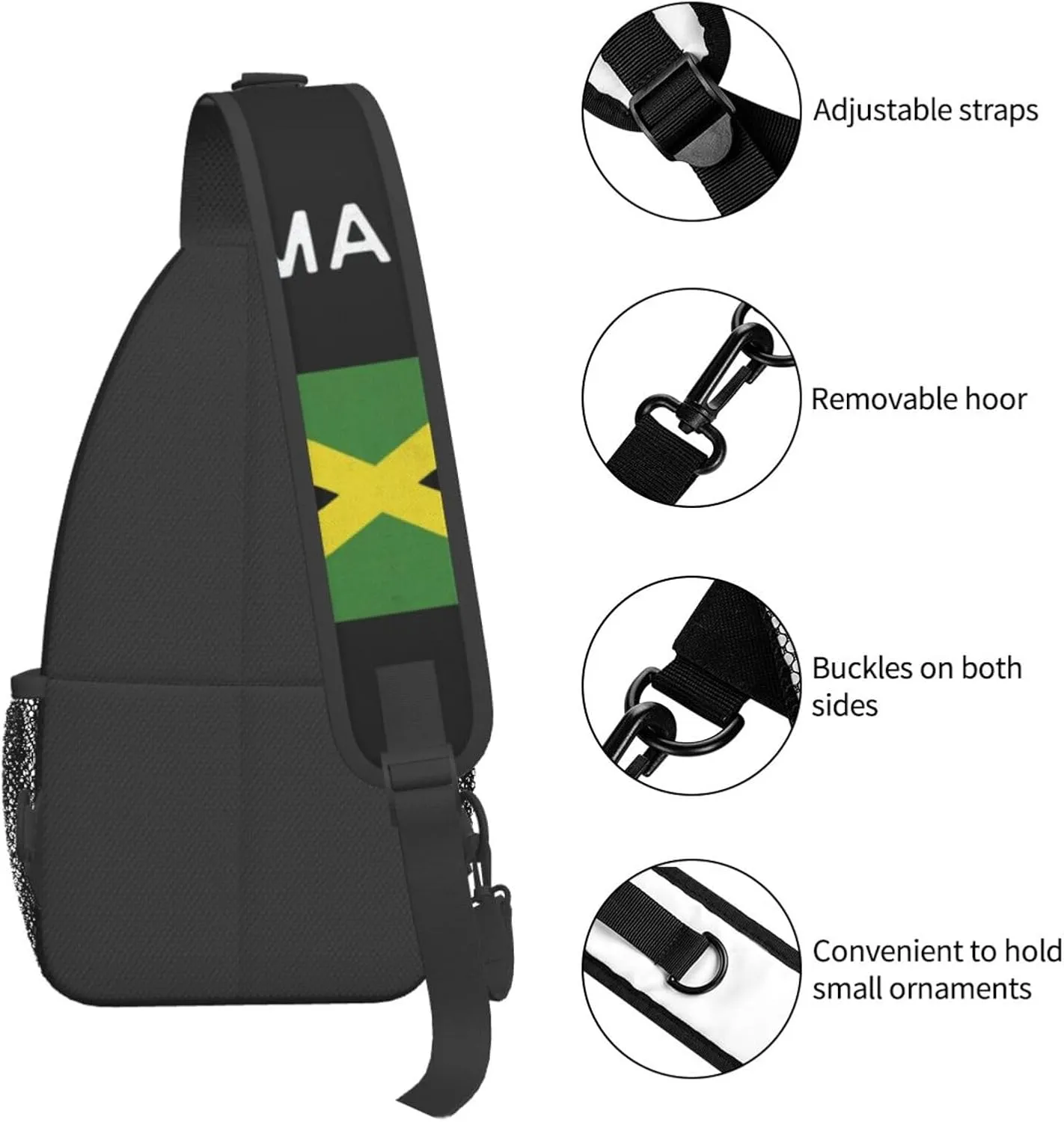 Cute Jamaica Flag Sling Backpack, Multipurpose Crossbody Shoulder Bag Jamaican Travel Hiking Daypack for Women Men