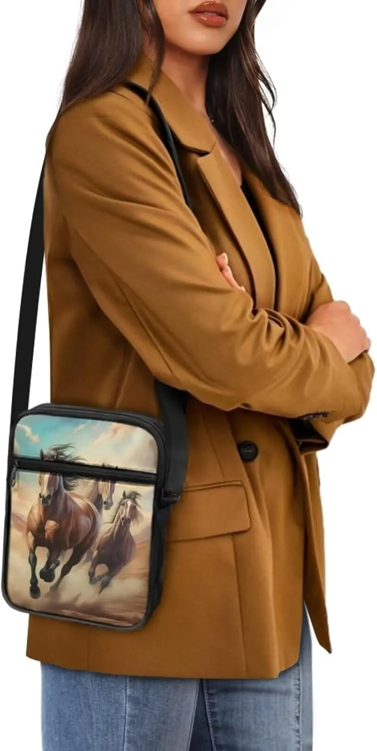 Cute Messenger Bag with Zipper and Front Pocket Sling Crossbody Shoulder Bags Adjustable Strap