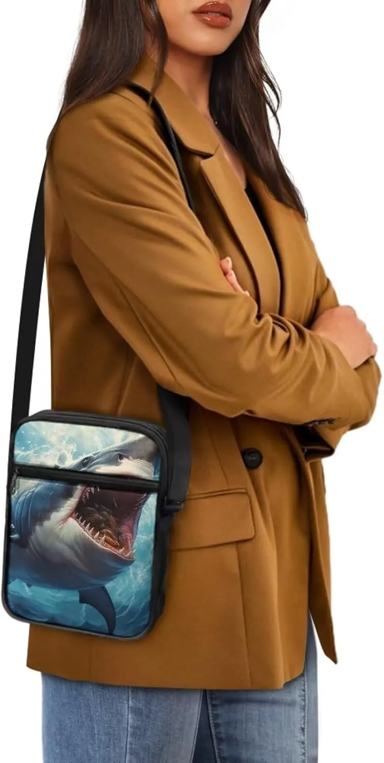 Cute Messenger Bag with Zipper and Front Pocket Sling Crossbody Shoulder Bags Adjustable Strap