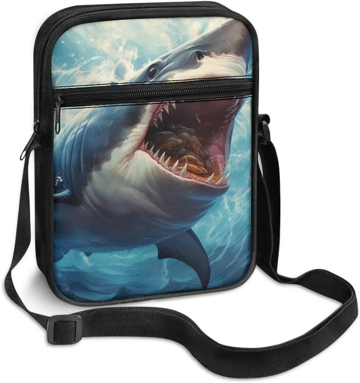 Cute Messenger Bag with Zipper and Front Pocket Sling Crossbody Shoulder Bags Adjustable Strap