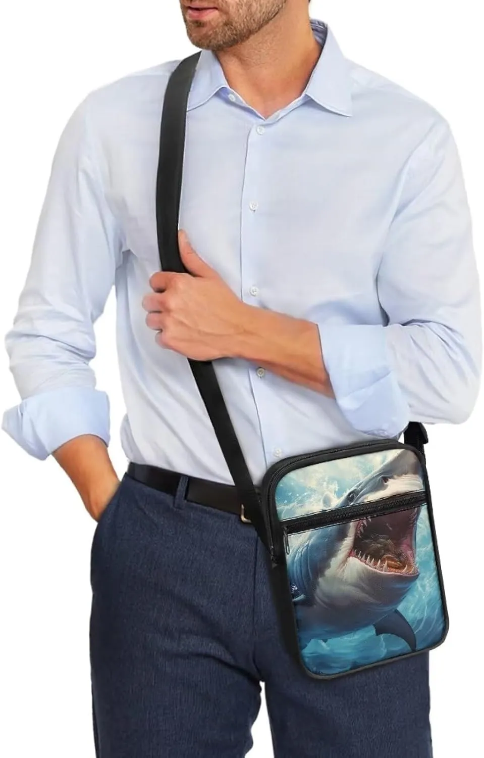 Cute Messenger Bag with Zipper and Front Pocket Sling Crossbody Shoulder Bags Adjustable Strap