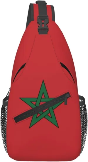 Cute Morocco Flag Sling Backpack Multipurpose Crossbody Sling Bag Travel Hiking Crossbody Shoulder Bag Backpack