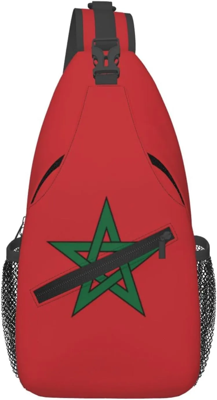 Cute Morocco Flag Sling Backpack Multipurpose Crossbody Sling Bag Travel Hiking Crossbody Shoulder Bag Backpack