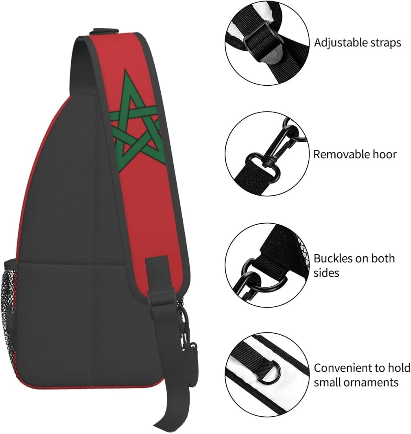 Cute Morocco Flag Sling Backpack Multipurpose Crossbody Sling Bag Travel Hiking Crossbody Shoulder Bag Backpack