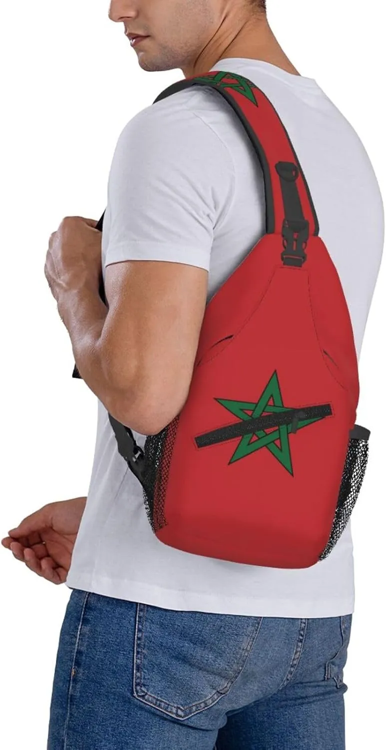 Cute Morocco Flag Sling Backpack Multipurpose Crossbody Sling Bag Travel Hiking Crossbody Shoulder Bag Backpack