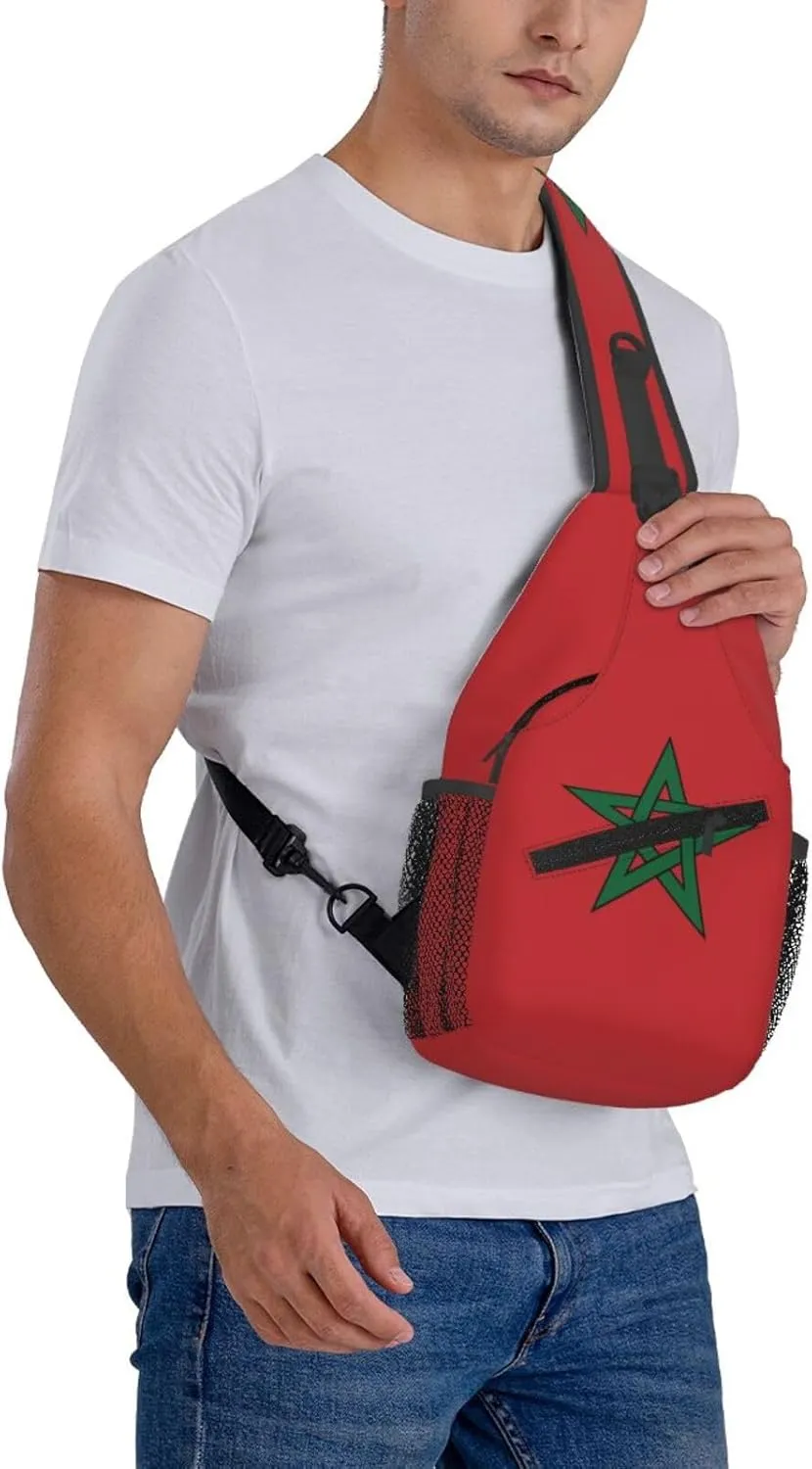 Cute Morocco Flag Sling Backpack Multipurpose Crossbody Sling Bag Travel Hiking Crossbody Shoulder Bag Backpack