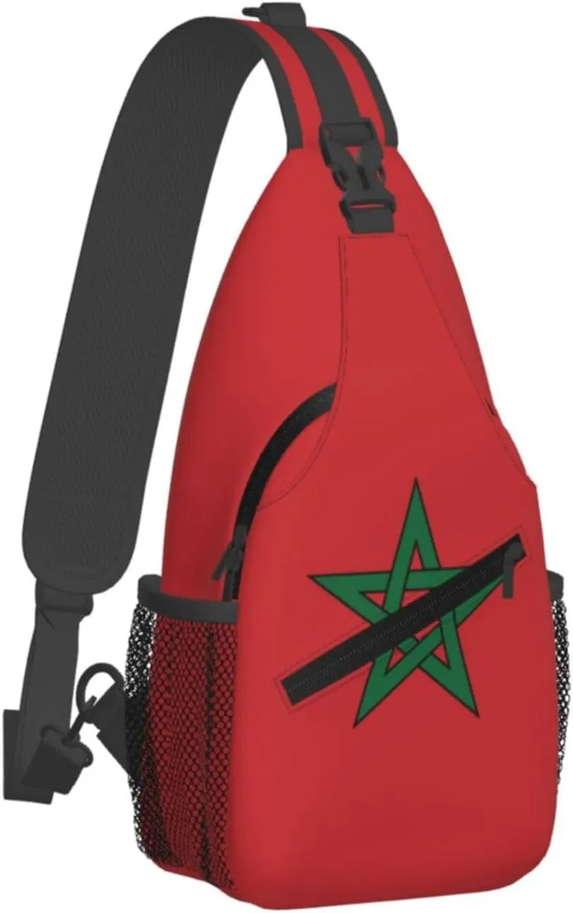 Cute Morocco Flag Sling Backpack Multipurpose Crossbody Sling Bag Travel Hiking Crossbody Shoulder Bag Backpack