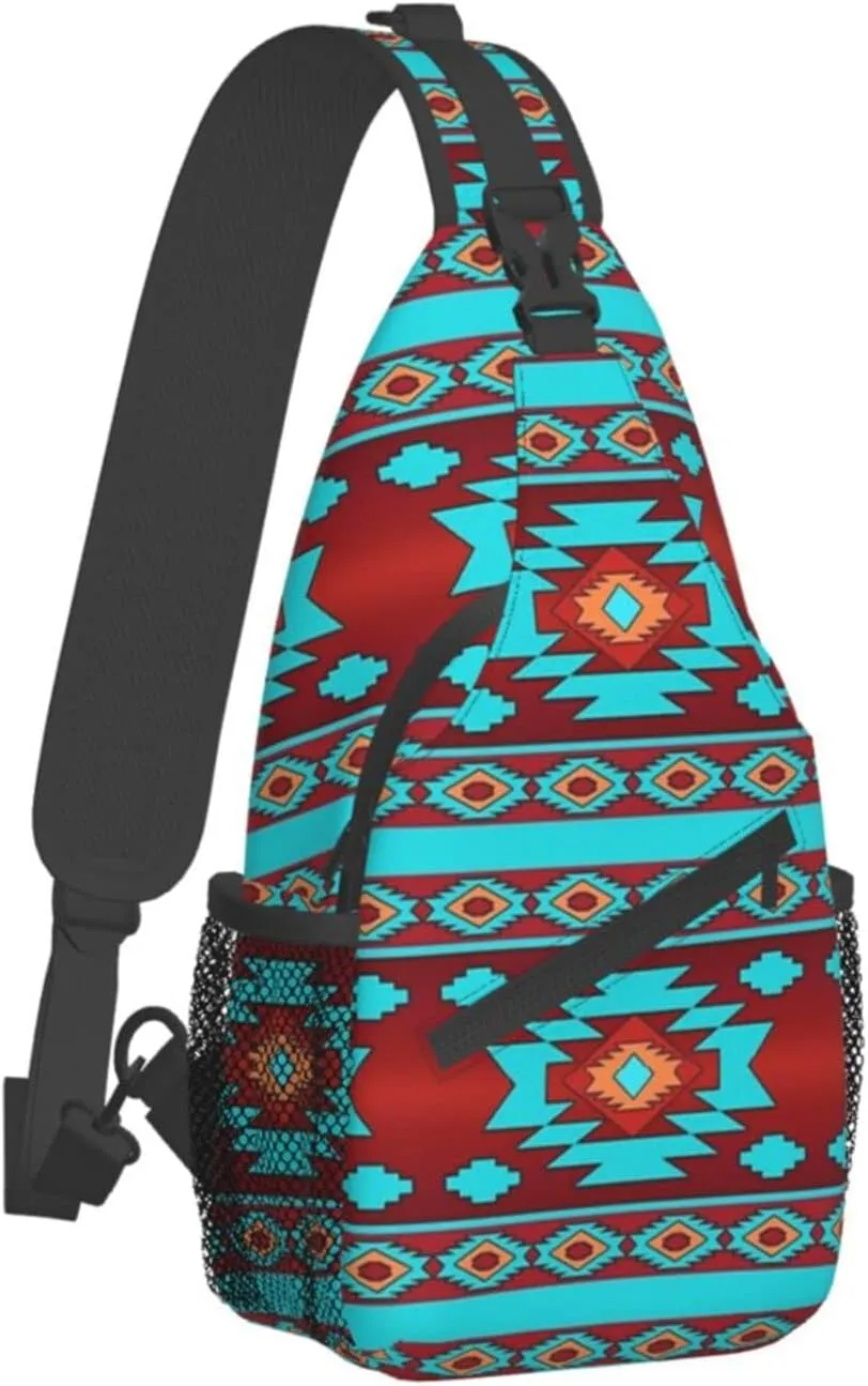 Cute Native American Sling Backpack Casual Indian Chest Bags Crossbody Travel Hiking Daypack For Women Men