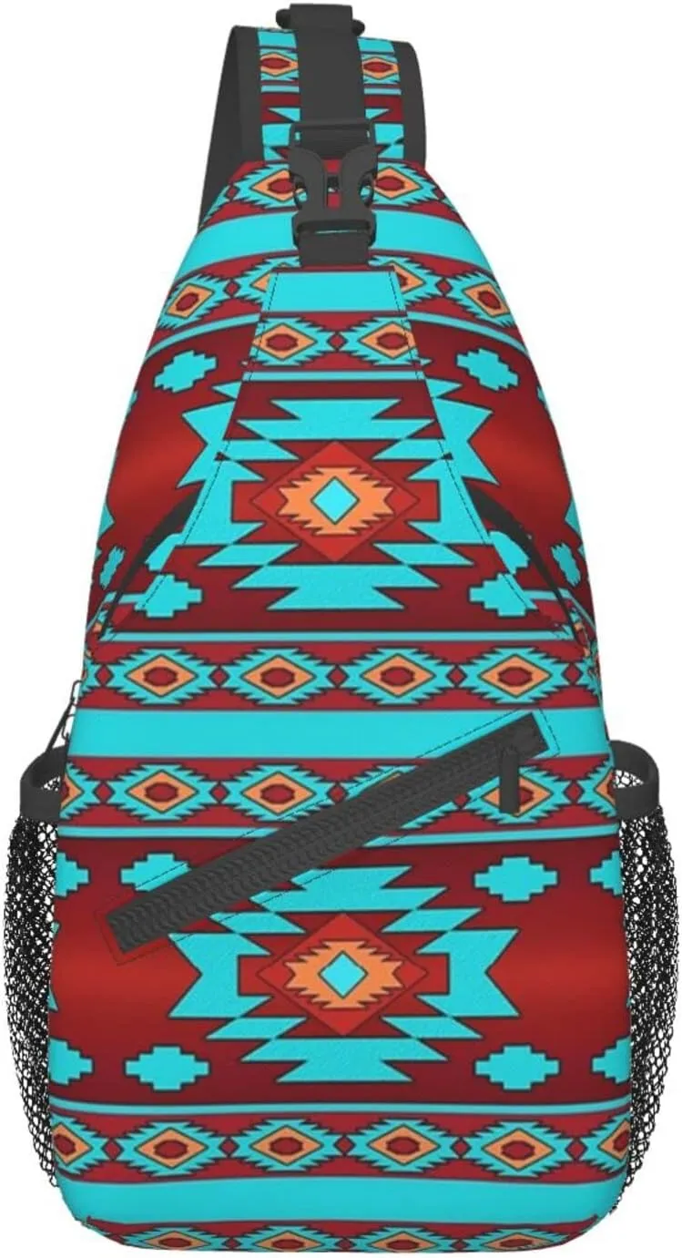Cute Native American Sling Backpack Casual Indian Chest Bags Crossbody Travel Hiking Daypack For Women Men