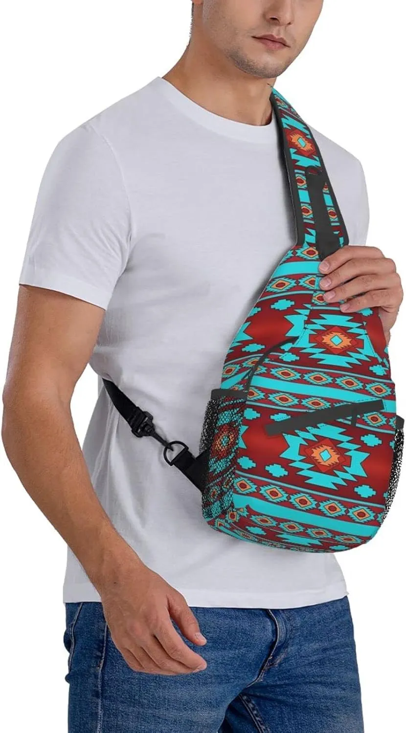 Cute Native American Sling Backpack Casual Indian Chest Bags Crossbody Travel Hiking Daypack For Women Men