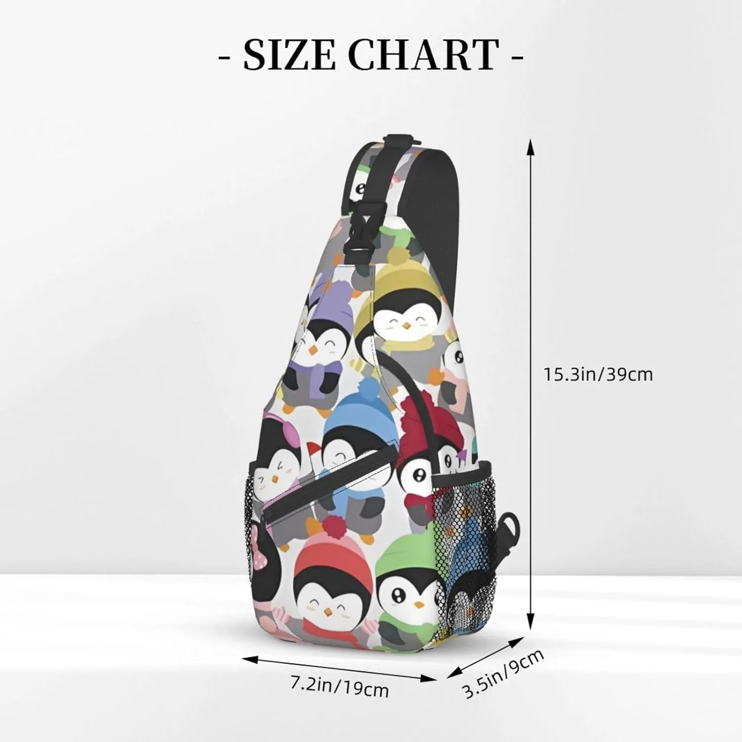 Cute Penguins Sling Bag for Women Mens Crossbody Sling Backpack Cycling Hiking Daypack Chest Shoulder Bag with Adjustable Strap