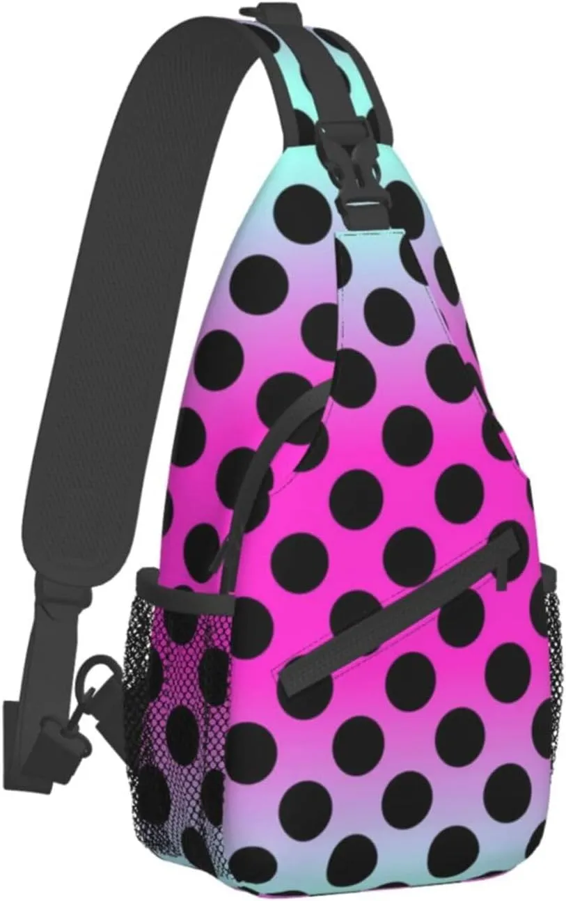 Cute Red White Polka Dots Crossbody Sling Backpack Sling Bag Travel Hiking Chest Bag Daypack for Women Men