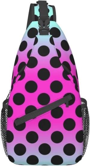 Cute Red White Polka Dots Crossbody Sling Backpack Sling Bag Travel Hiking Chest Bag Daypack for Women Men