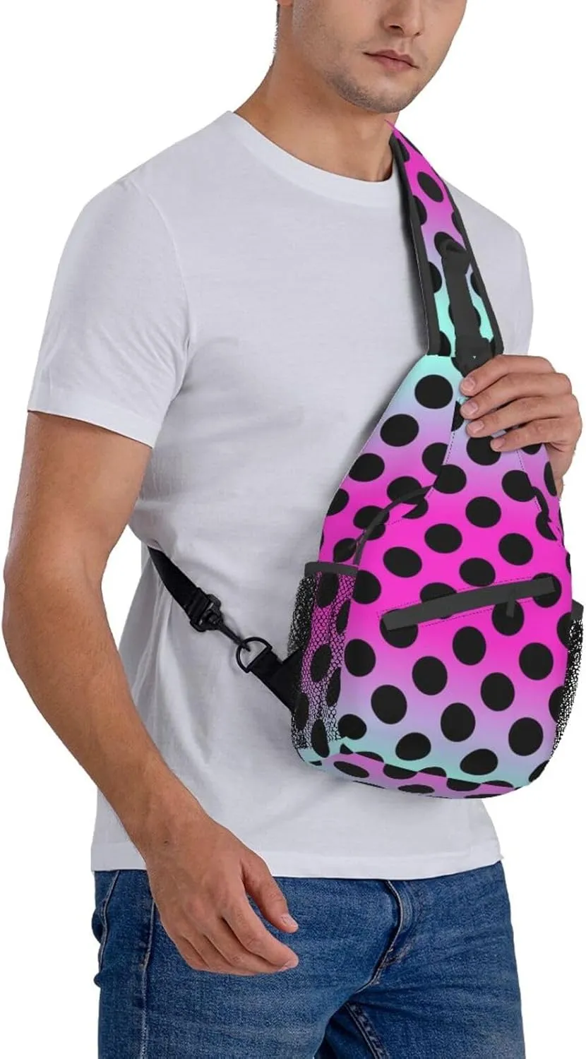 Cute Red White Polka Dots Crossbody Sling Backpack Sling Bag Travel Hiking Chest Bag Daypack for Women Men