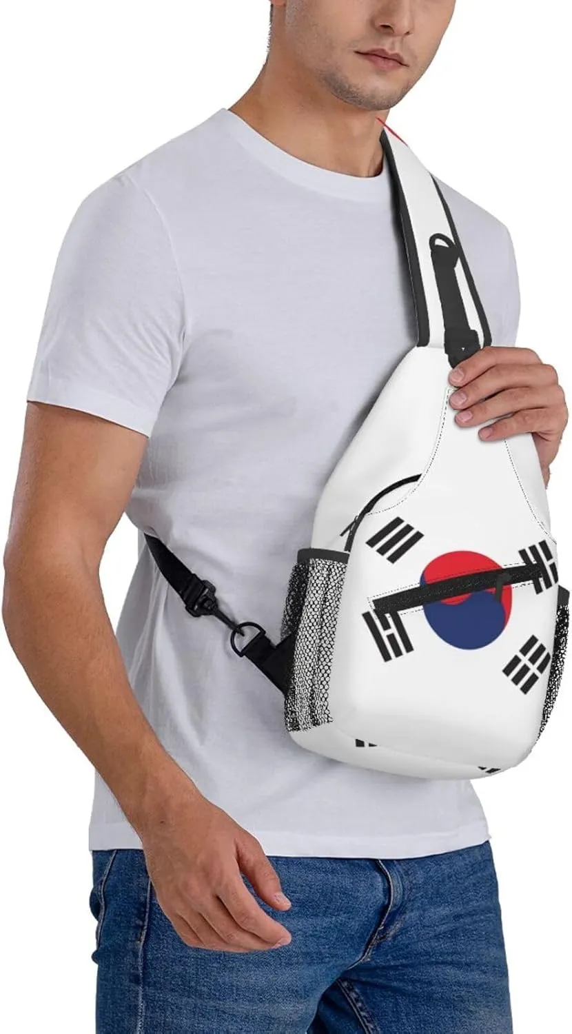 Cute South Korea Flag Sling Backpack Multipurpose Crossbody Sling Bag Travel Hiking Crossbody Shoulder Bag Backpack