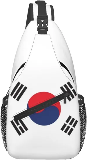 Cute South Korea Flag Sling Backpack Multipurpose Crossbody Sling Bag Travel Hiking Crossbody Shoulder Bag Backpack
