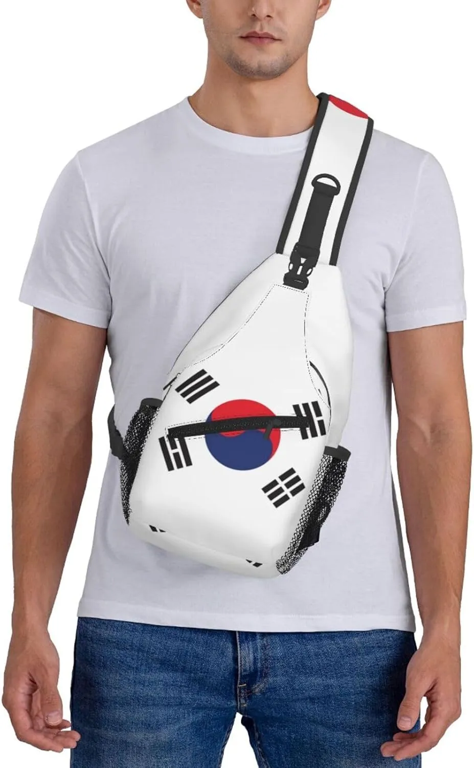 Cute South Korea Flag Sling Backpack Multipurpose Crossbody Sling Bag Travel Hiking Crossbody Shoulder Bag Backpack
