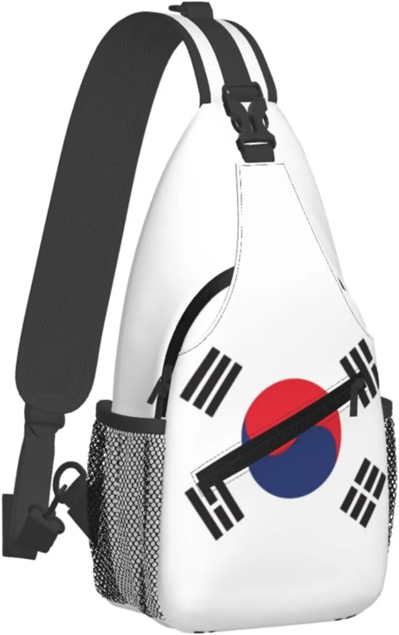 Cute South Korea Flag Sling Backpack Multipurpose Crossbody Sling Bag Travel Hiking Crossbody Shoulder Bag Backpack