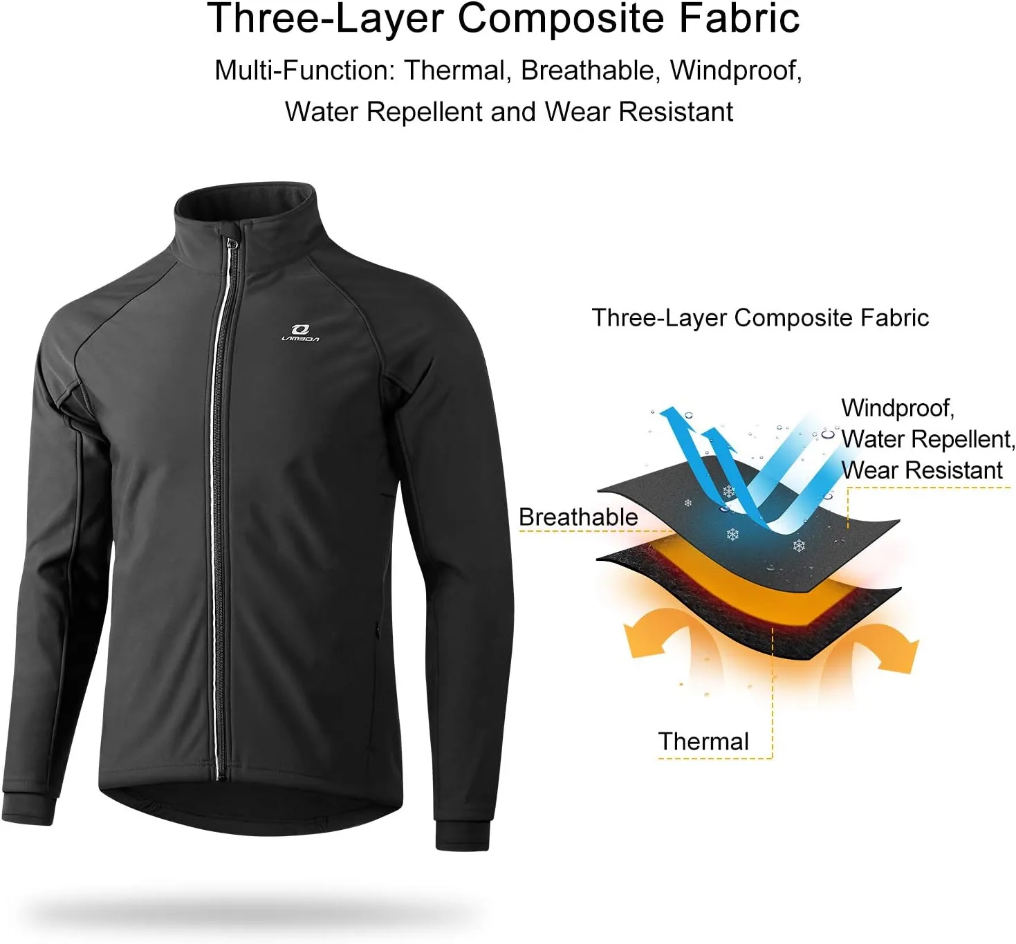 Cycling Bike Jackets for Men Winter Thermal Running Jacket Windproof Breathable Softshell Windbreaker