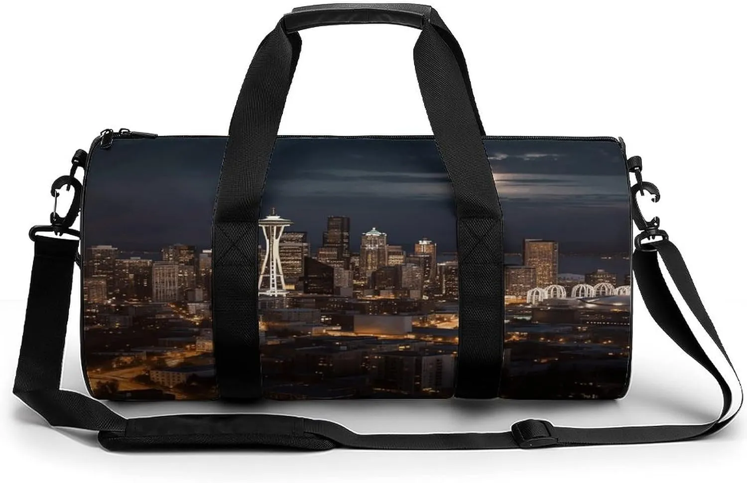 Cylindrical Gym Bag,City Seattle Sports Gym Bag,Workout Bags,travel Weekender Bag,Duffle Travel Bag for Men Women, 17.7in/9in/9in, style