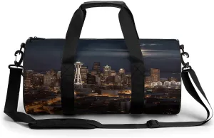 Cylindrical Gym Bag,City Seattle Sports Gym Bag,Workout Bags,travel Weekender Bag,Duffle Travel Bag for Men Women, 17.7in/9in/9in, style