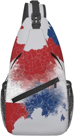 Czech Republic Animation Flag Map Men'S Casual Chest Crossbody Bag, Lightweight Durable Shoulder Sling Pack For Daily Use, Travel, And Outdoor.