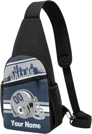 Dallas Sling Bag,Custom Crossbody Sling Backpack With Name And Number,Personalized Cross Chest Bags,Sling Shoulder Backpack Daypack For Men Women Travel Outdoor