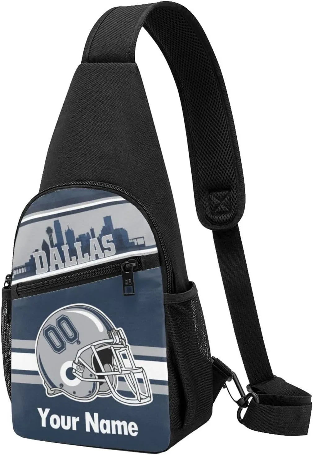 Dallas Sling Bag,Custom Crossbody Sling Backpack With Name And Number,Personalized Cross Chest Bags,Sling Shoulder Backpack Daypack For Men Women Travel Outdoor