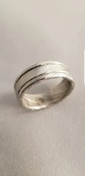 Damascus steel ring Stainless steel Damascus "LEAF" Customizable ring! Natural/ color etch / matching damasteel weddingband