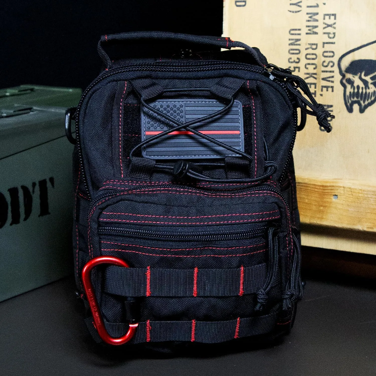DDT Death Dealer Tactical Night Stalker Small Sling EDC Bag, Color Bloodline